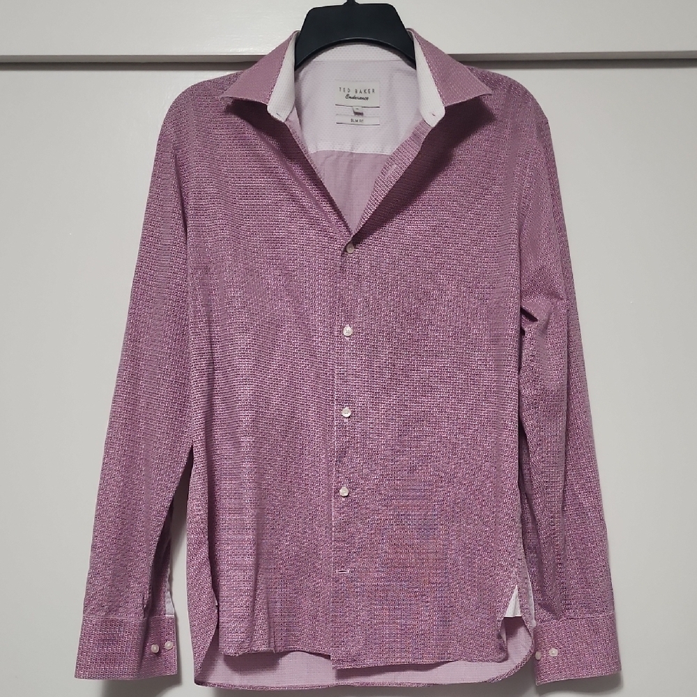 Ted Baker Endurance Slim Fit Pink Red Button Down Shirt Men’s - Picture 2 of 9